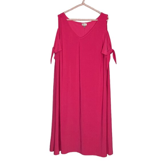 Avenue 26/28 Pink Tie Sleeve Cold Shoulder Stretch‎ Knit Jersey Dress Plus 3X - Picture 1 of 5